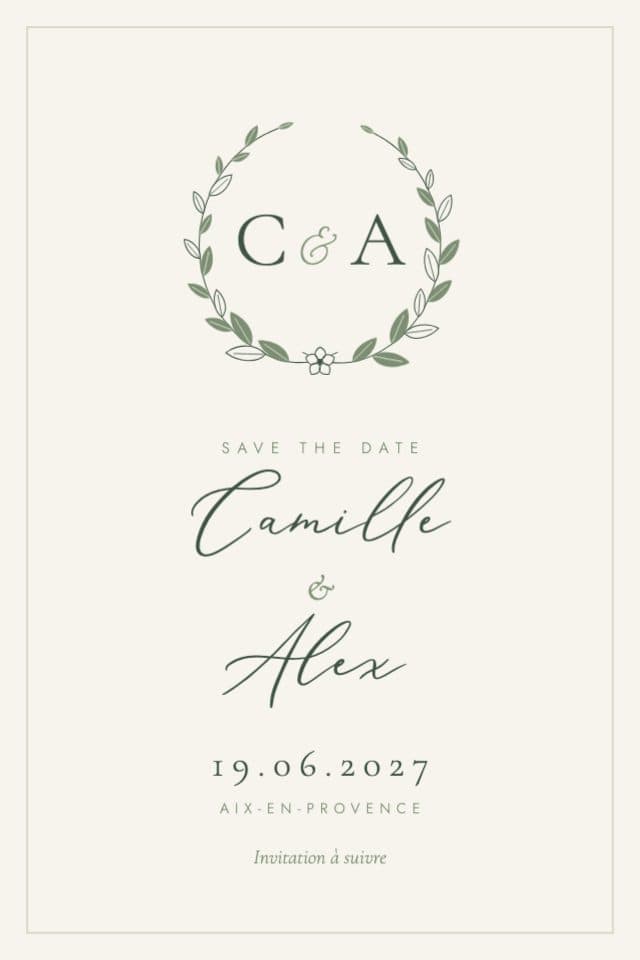 Preview of the Save the date design in the Secret garden collection